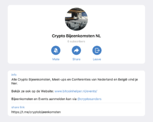 Telegram Cryptocurrencybijeenkomsten