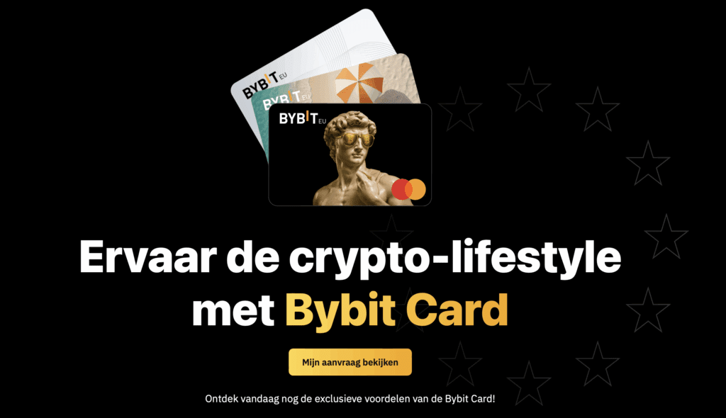Promotiebeeld van de Bybit Card met verschillende designs en Mastercard-logo