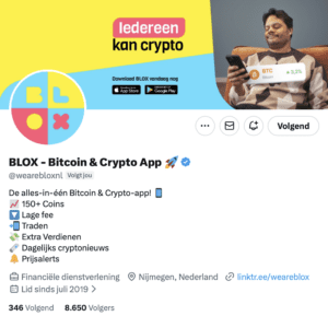 screenshot van de twitter account van BLOX